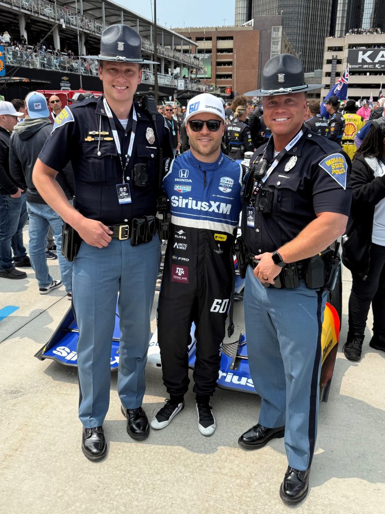 Indiana State Police and Felix Rosenqvist bring recruitment message to INDYCAR fans across America